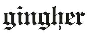 Blackletter word “gingher” in black text on a white background