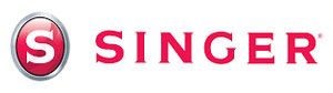 Singer logo in red text with a silver circular emblem containing a white “S”