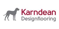 Karndean Designflooring logo with gray dog silhouette and maroon text on white background