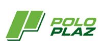 POLO PLAZ logo in green with stylized “P” icon