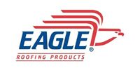 Eagle Roofing Products logo with blue text and red wing graphic