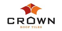 Crown Roof Tiles logo with orange roof icon and black text on white background