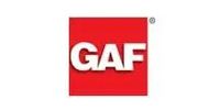 GAF logo in white letters on a red square background