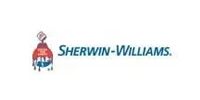 Sherwin-Williams logo with a paint can pouring red paint over a blue globe