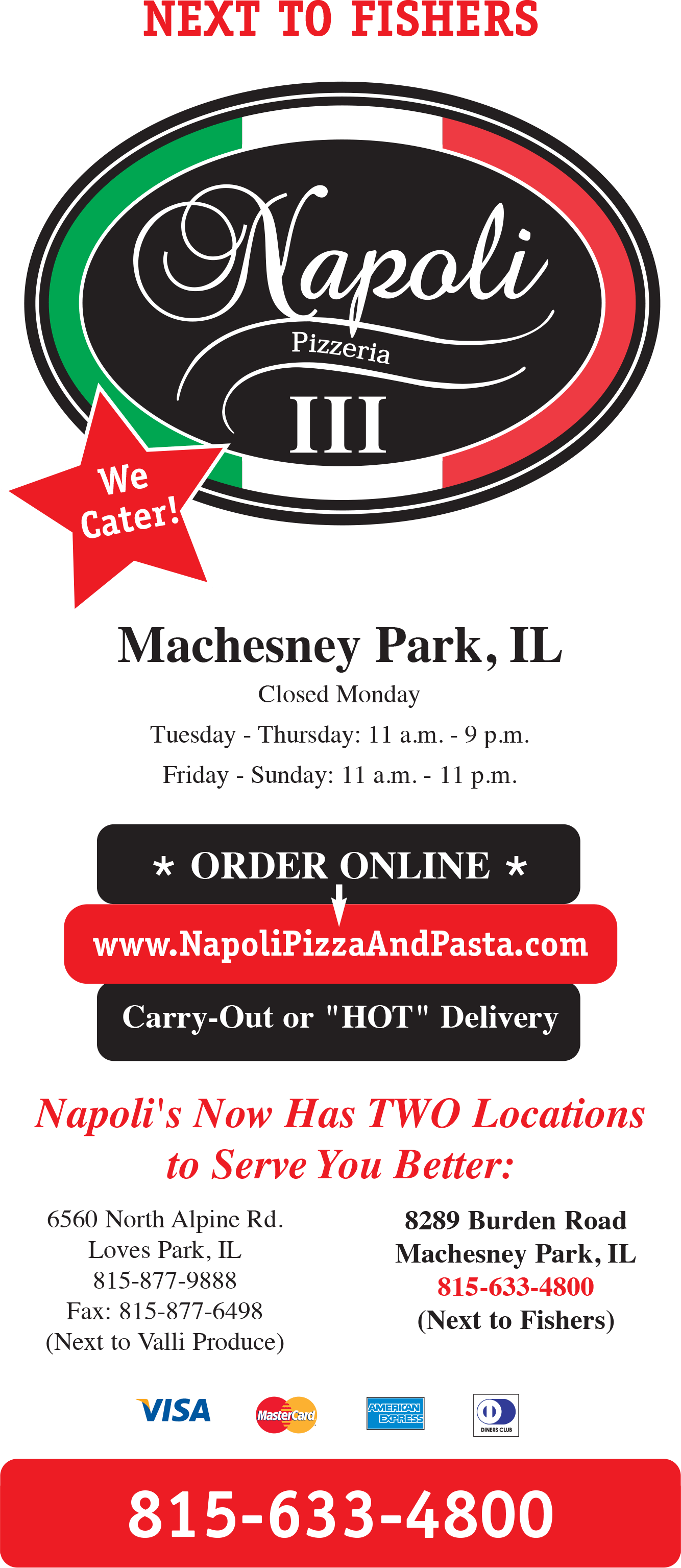 Napoli's Pizza Machesney Park Menu | Machesney Park, IL