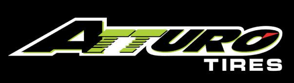 Atturo Tires logo in black, white, and green text on a black background