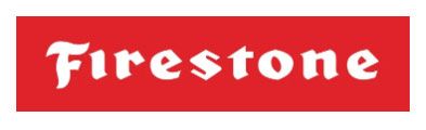 Firestone logo in white text on a red rectangular background