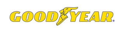 Goodyear logo in yellow with blue outline on a white background