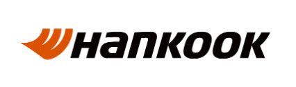 Hankook logo in black italic text with an orange swoosh icon above the H