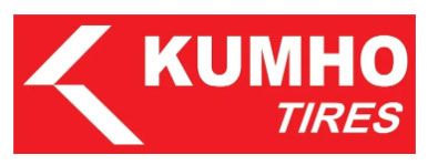 Kumho Tires logo in red and white with stylized K emblem