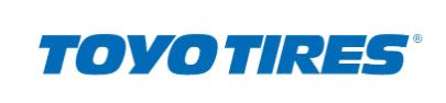 TOYO TIRES blue logo with red swoosh on a white background