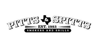 Logo for Pitts & Spitts, with text, a Texas outline, and