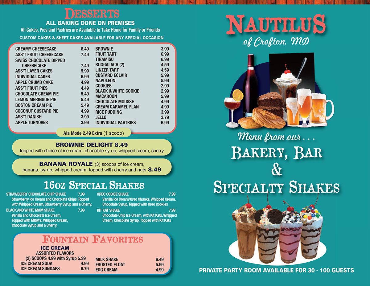 Nautilus DinerRestaurant Crofton Menu Crofton, MD
