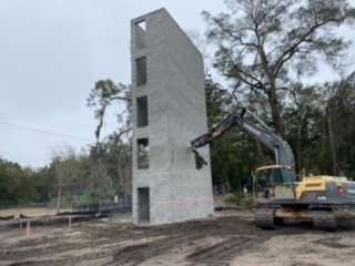 Spraying the concrete with water