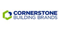 Cornerstone Building Brands logo in blue and green on a white background