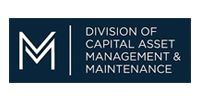 Logo for Division of Capital Asset Management & Maintenance on a dark blue background