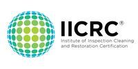 IICRC logo with teal and green globe icon and black text reading “IICRC” and “Institute of Inspection Cleaning and Restoration Certification”