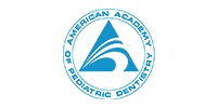 Logo of the American Academy of Pediatric Dentistry: a blue triangle with wave-like lines inside, inside a circular border.