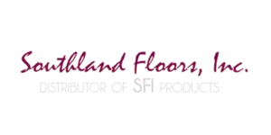Southland Floors, Inc. logo in burgundy script font with 