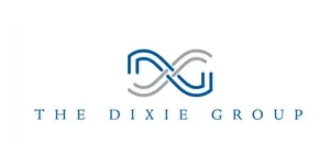 Logo for The Dixie Group: stylized infinity symbol, blue and gray, with text 