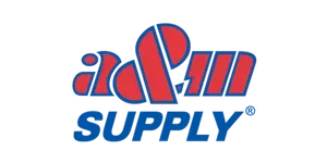 Logo for AIM Supply, red and blue text on white background.