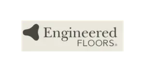 Engineered Floors logo on a light beige rectangle with a dark gray shape and text.