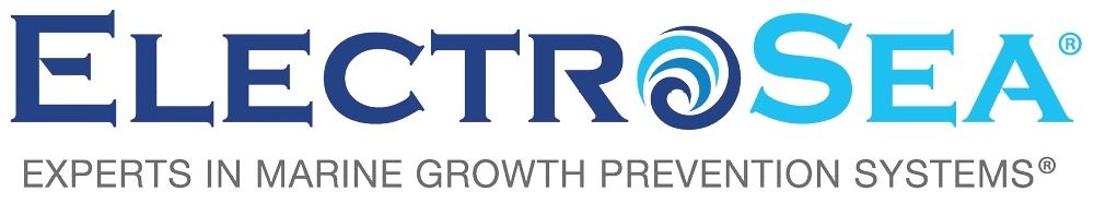ElectroSea logo with blue text and wave icon; “Experts in Marine Growth Prevention Systems” tagline