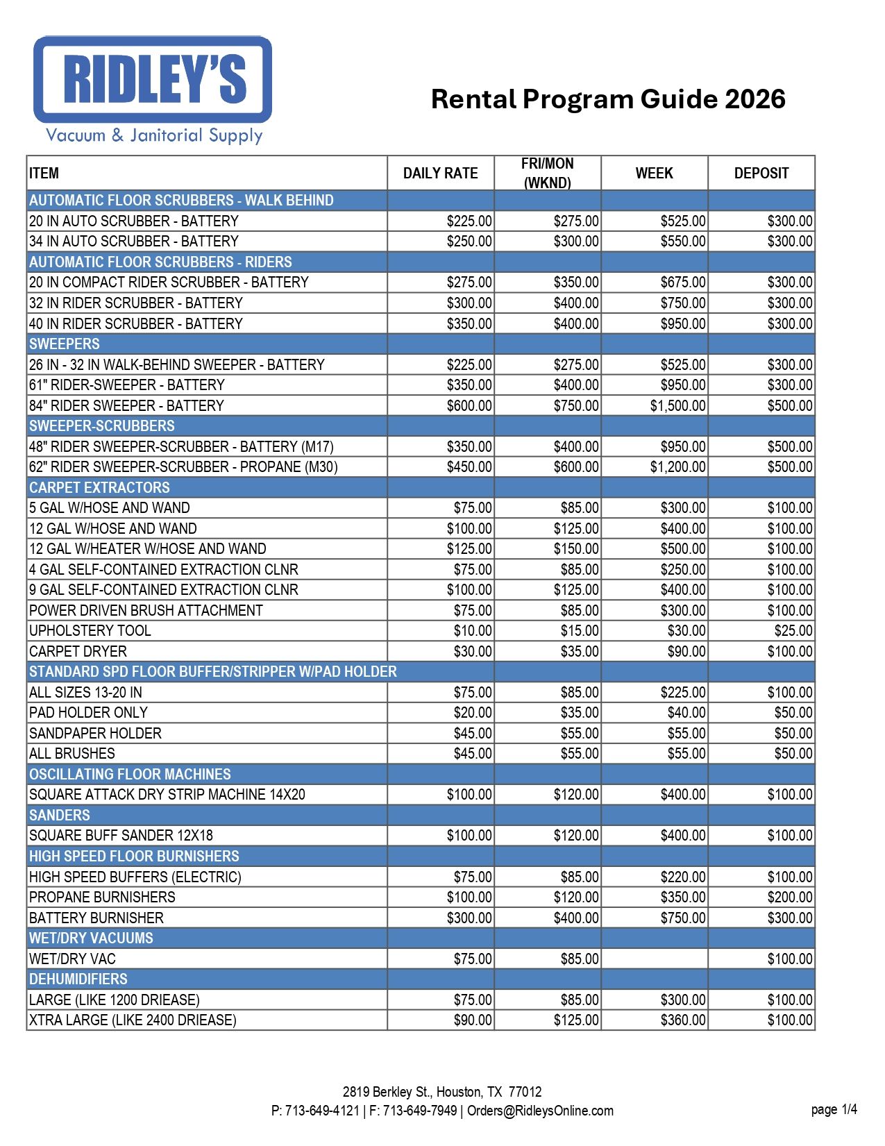 Bissell Rental Program Rack Rental Program Guide | Houston, TX