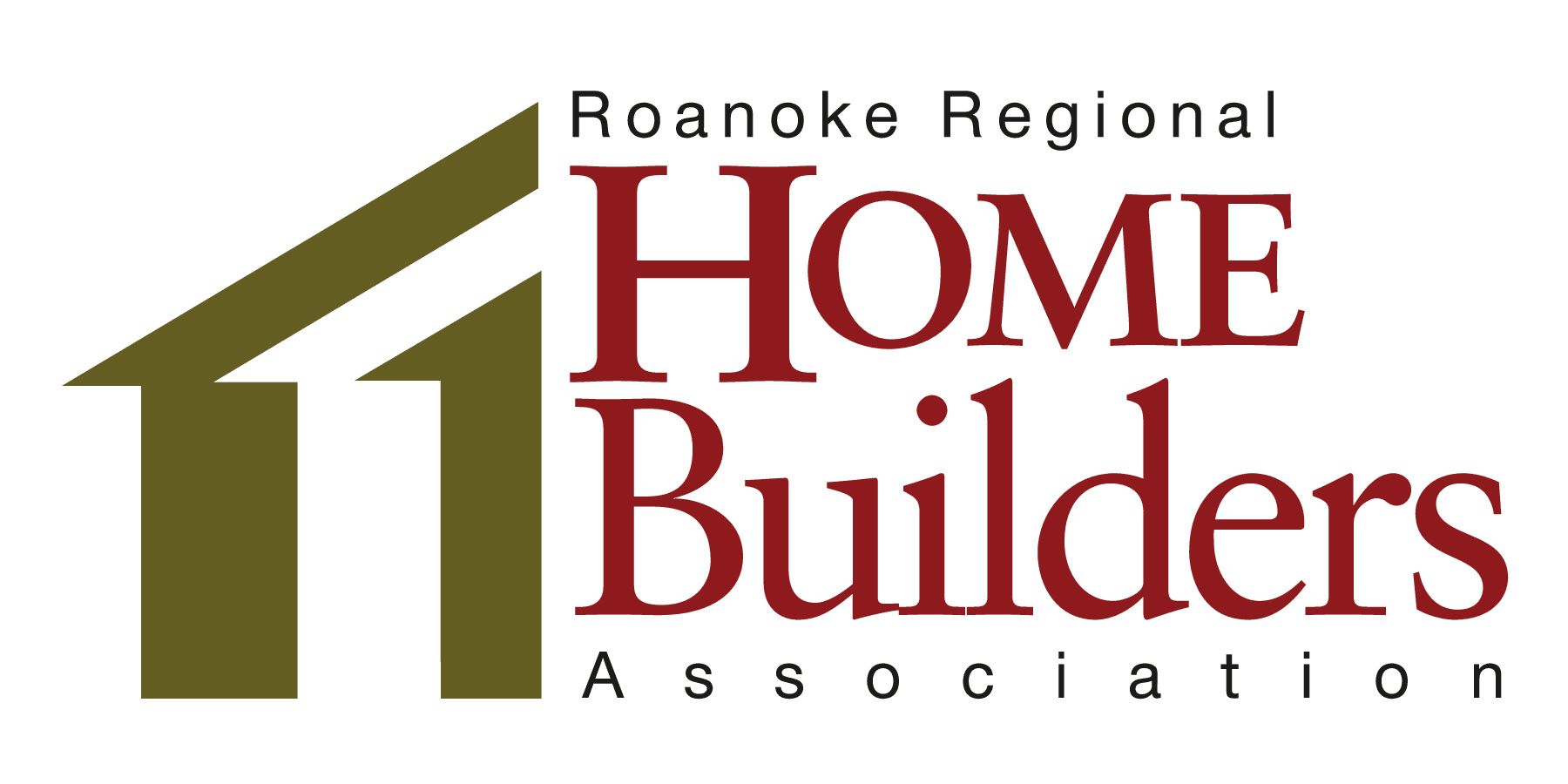 Logo of the Roanoke Regional Home Builders Association with a house icon and text in maroon.