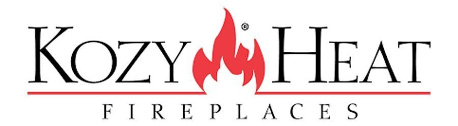 Kozy Heat Fireplaces logo with a red flame between the words.
