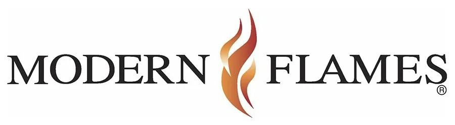Logo for Modern Flames, featuring stylized flames between the words