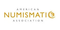 American Numismatic Association logo with gold coin graphic on white background