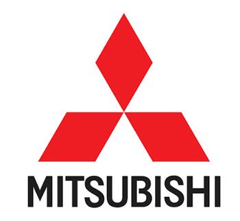 Mitsubishi logo with three red diamonds above black text on a white background