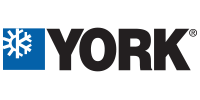 YORK logo in black with a blue square snowflake icon
