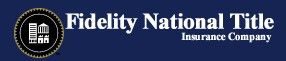 Fidelity National Title Insurance Company logo on a blue banner with white text and building icon