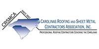 Logo of the Carolinas Roofing and Sheet Metal Contractors Association, Inc. Features the outline of North and South Carolina in blue.