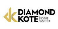 Logo for Diamond Kote Siding System: gold “dk” symbol, black text, and a registered symbol.