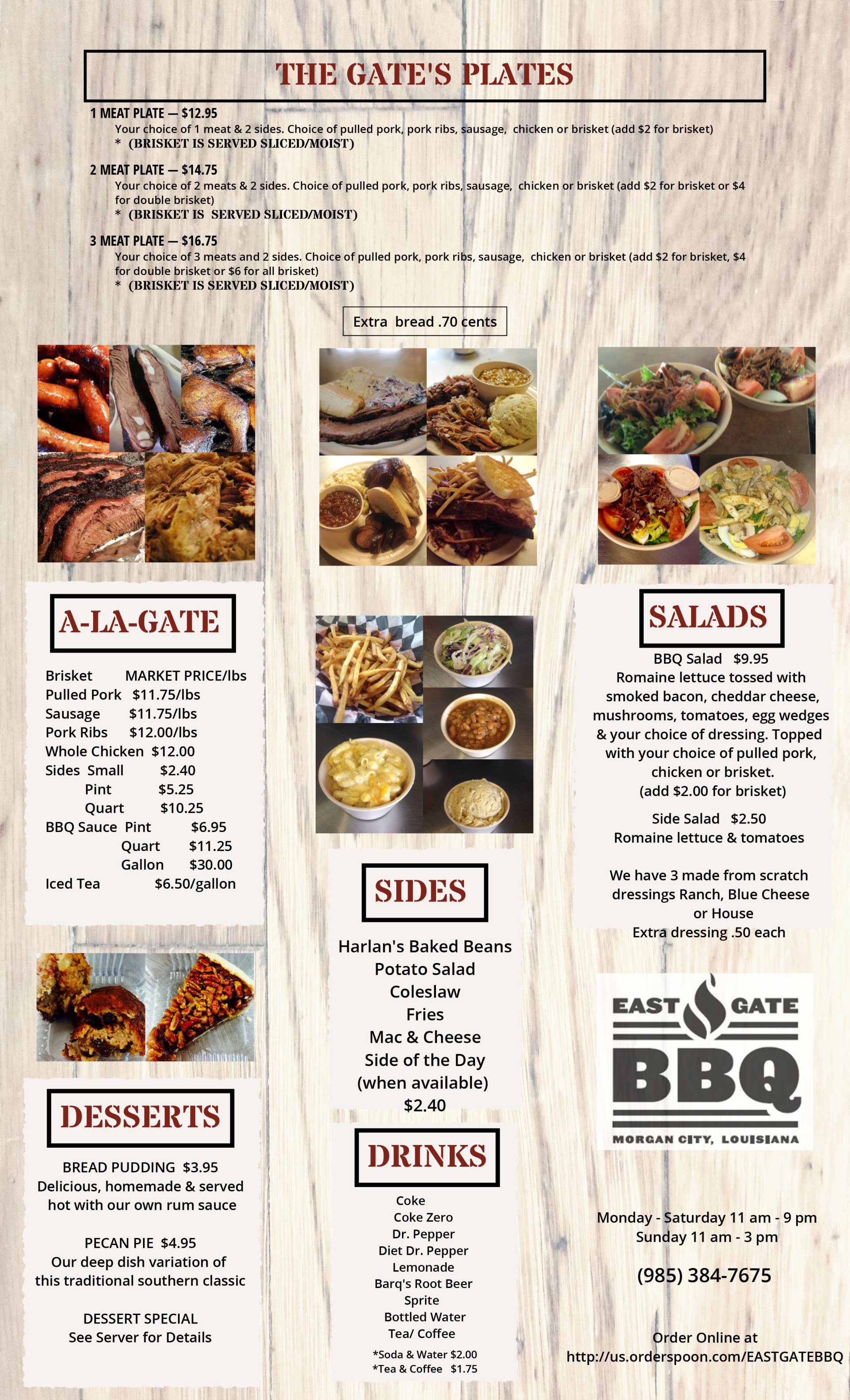 East Gate Barbecue Menu Morgan City La