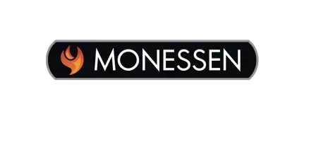 Monessen logo: Black rounded rectangle with white text and flame icon on a white background.