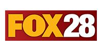 FOX 28 logo in yellow and white on a red rectangular background