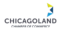 Chicagoland Chamber of Commerce logo with a yellow and blue geometric mark