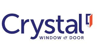 Crystal Window & Door logo in blue and orange on a white background