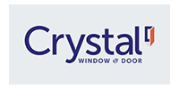 Crystal Window & Door logo in blue and orange on a white background