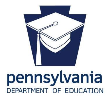 Pennsylvania Department of Education logo with blue graduation cap and white text