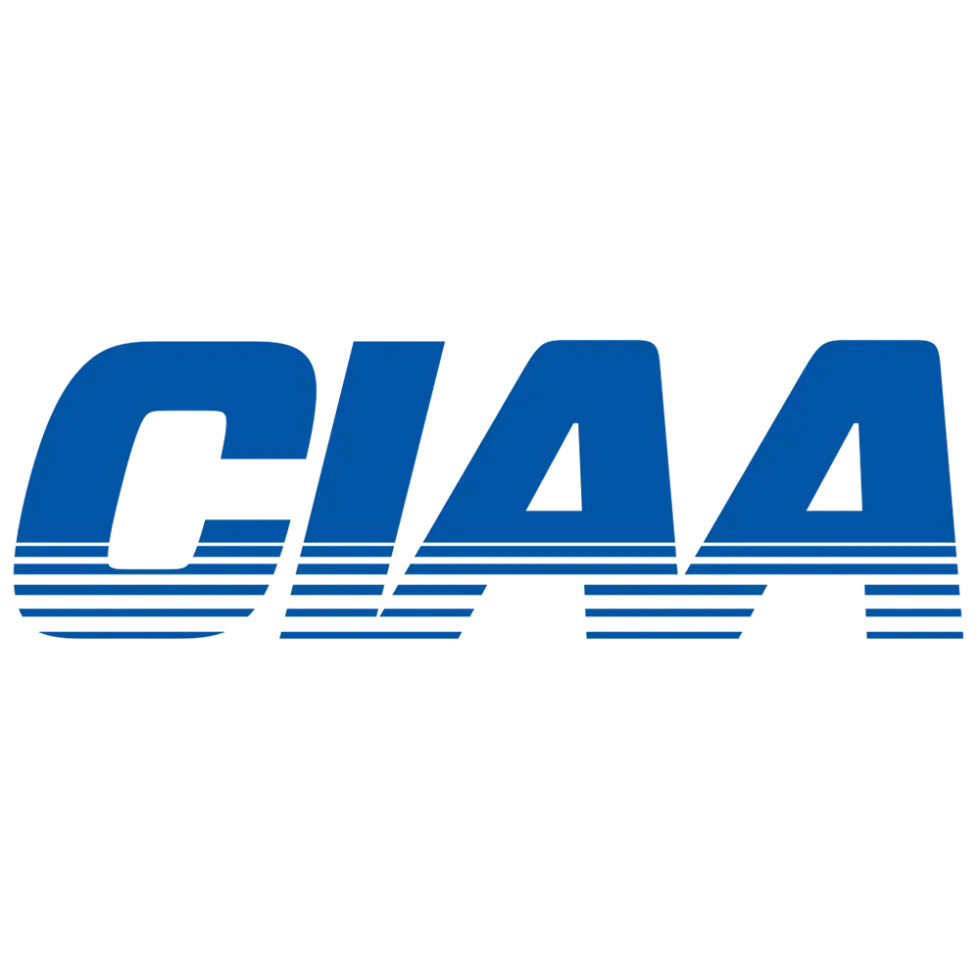 Blue CIAA logo with stylized lettering and horizontal lines underneath
