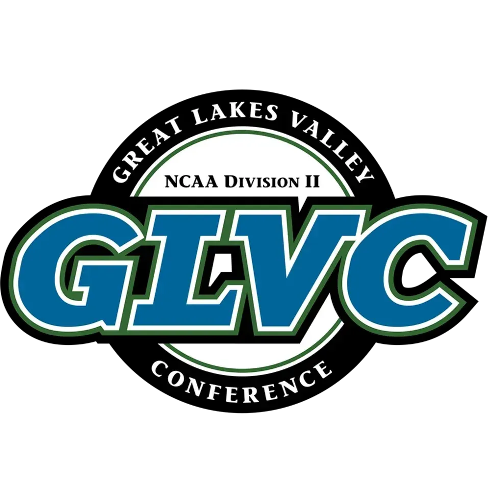 Great Lakes Valley Conference NCAA Division II logo with blue and black GLVC text