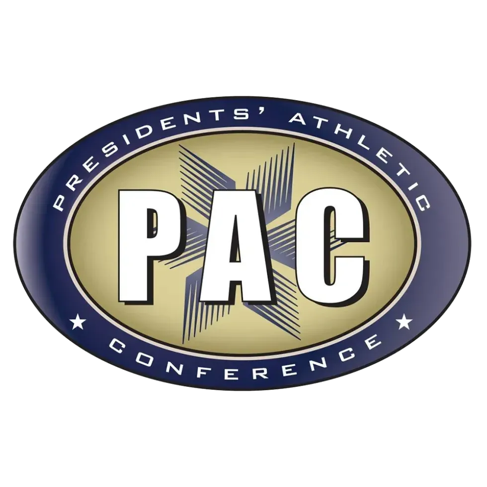PAC logo with gold oval, blue border, and large white letters; reads “Presidents’ Athletic Conference”