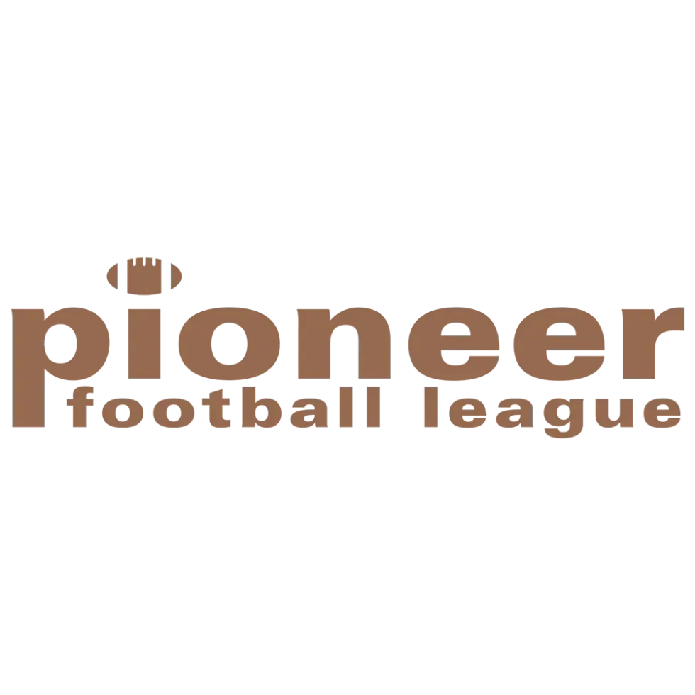 Pioneer Football League logo in brown text on a white background