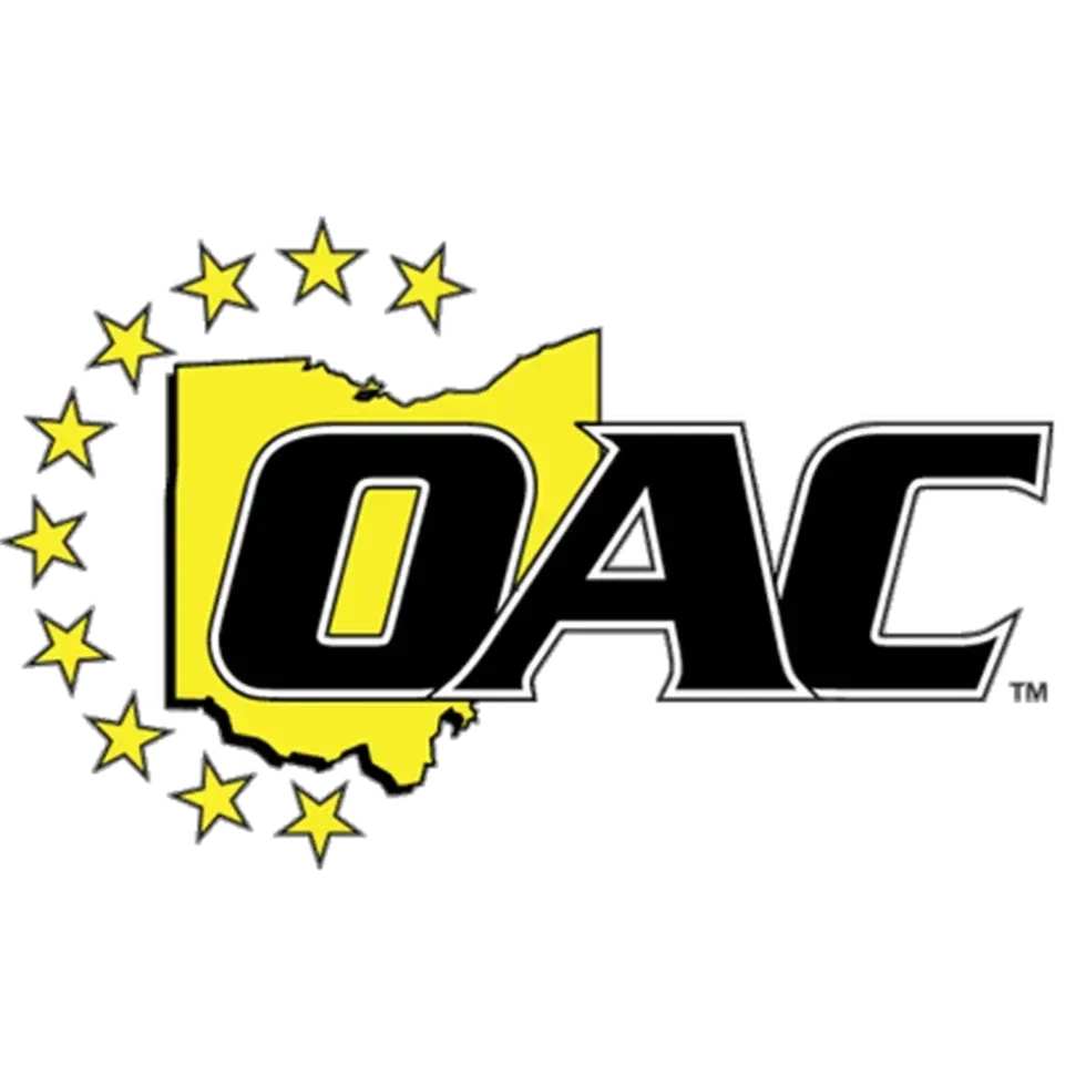 OAC logo in black over a yellow Ohio silhouette with yellow stars in a circle