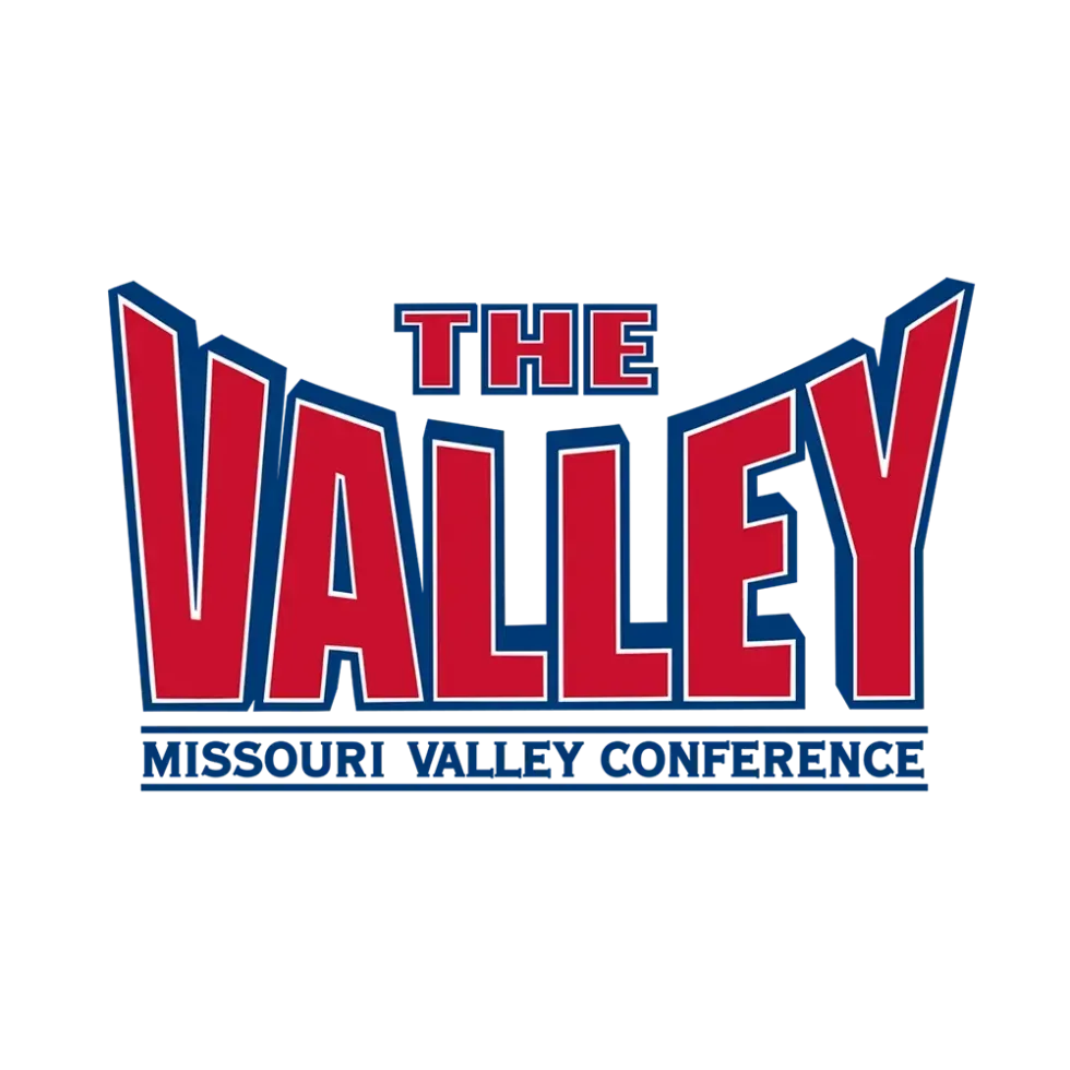 The Valley Missouri Valley Conference logo in red and blue text